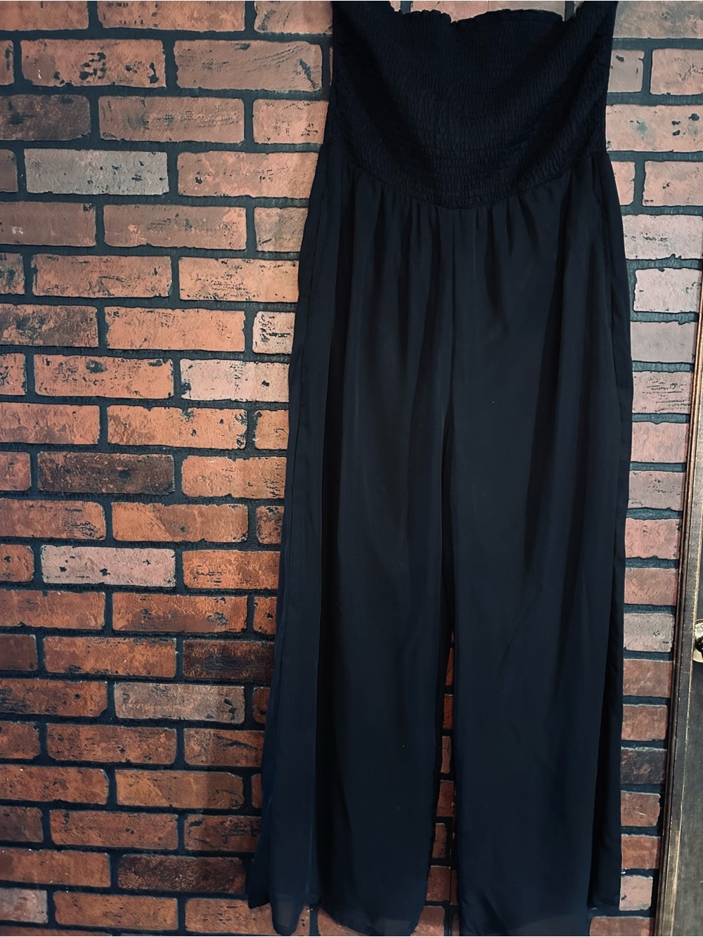 Black Wide-Leg Strapless Jumpsuit